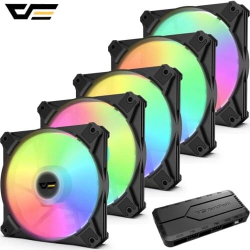 DarkFlash CX6 PWM ARGB Fan 120mm Cooling fan AURA SYNC 5V 3pin SATA Interface PC Case Fan RGB Controller Adjust lights Fan Speed