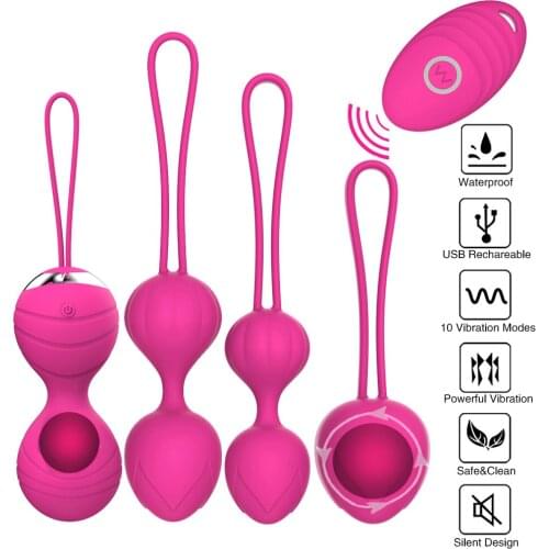 10 Speed Vibrator Kegel Balls Ben Wa Ball G Spot Vibrator Wireless Remote Control Vaginal Tighten Exercise Sex Toys For Women