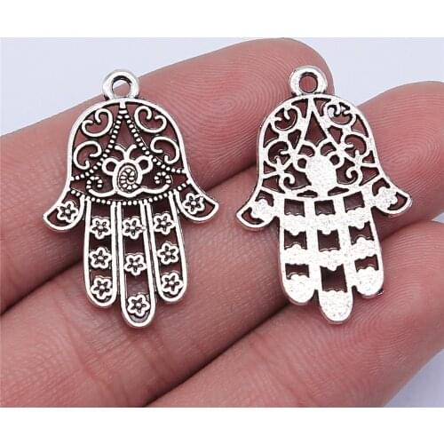 WYSIWYG 10pcs 30x20mm Antique Silver Color Hand Palm Charms Pendant For Jewelry Making DIY Jewelry Findings