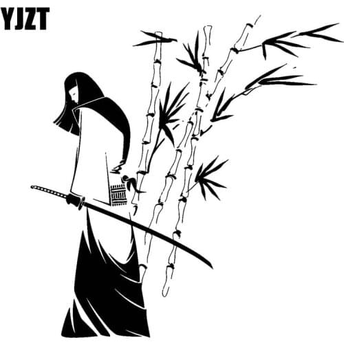 YJZT 17.8CM*18.3CM Japanese Beauty Warrior Vinyl Black Silver Car Sticker Decal C13-000720