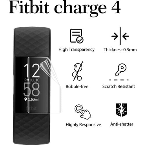 For Fitbit Charge 3 4 Screen Protector TPU Film Full Screen Coverage HD Clear Anti-Scratch No Bubble for Fitbit Charge 4 Film