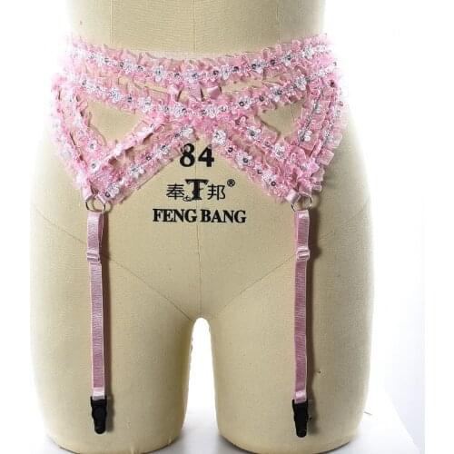 Women Pink Lace Leg Garter Belt Pastel Goth Stockings Cinta Liga Sexy Body Cage Bondage Women Wedding Garter Body Harness
