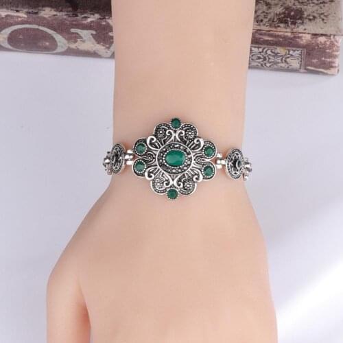 New Women Vintage Flower Artificial Gem Bracelet Bangle Party Jewelry Women Birthday Gift