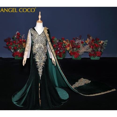 Gold Embroidery Royal Dubai Mermaid Girls Dress Pageant Dresses For Children Princess Celebrations Party Prom Birthday Gowns