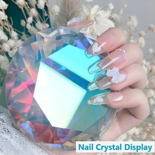 1Pcs 100/80mm Transparent Holographic Glass Crystal Diamond Home Decoration Accessories For Living Room Nail Art Display