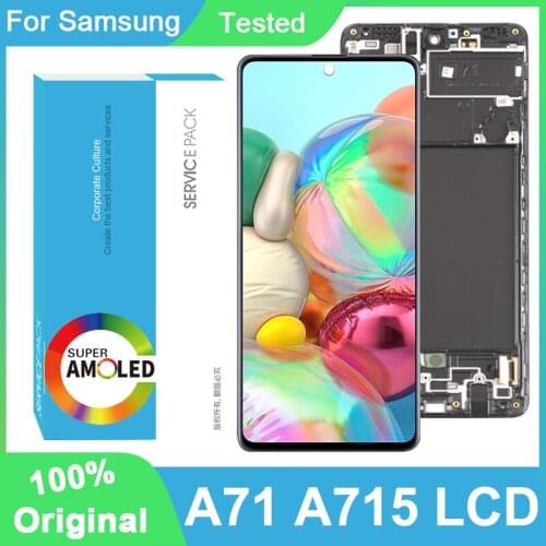 100% Original 6.7'' Super AMOLED Display For Samsung A71 A715 A715F A715FD Full LCD Touch Screen Digitizer Assembly Repair Parts