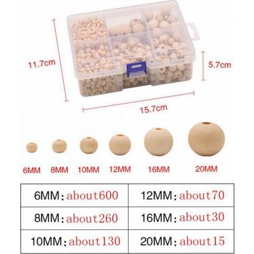 1150pcs Wooden Bead Round Loose Spacer Ball Jewelry Craft DIY Necklace Bracelet