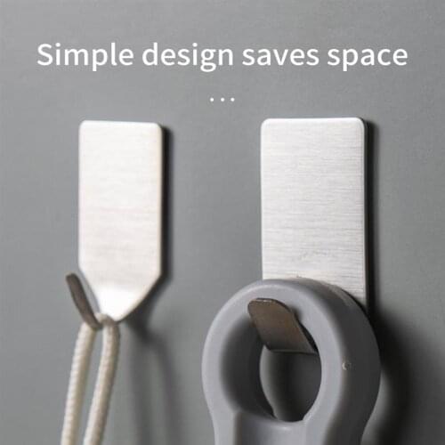 2pcs Multi-Purpose Door Hooks Stainless Steel Towel Hooks Adhesive Storage Hanger Home Robe Hats Bag Key Hooks Hanging Holder