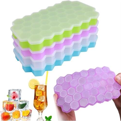 37 Grids Silicone Ice cube Mold Reusable Ice Mold BPA Free Ice maker with Removable Lids