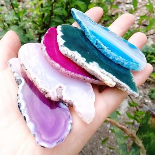 5PCS Natural Agate Slice Geode Polished Irregular Crystal Stones DIY Pendant Mineral Decoration Grade Mini DIY Unique Practical