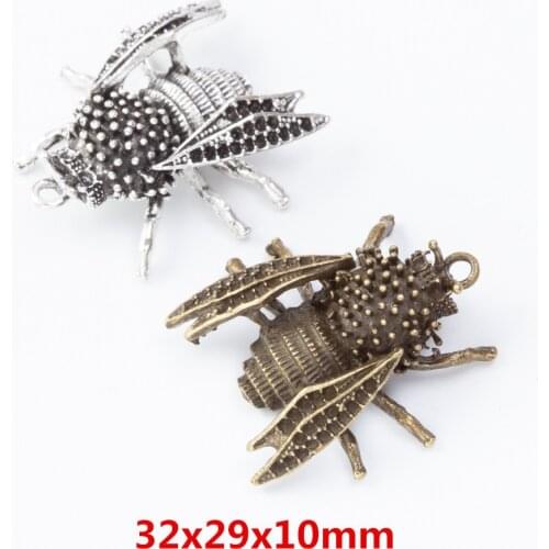 9 pieces of retro metal zinc alloy cicada pendant for DIY handmade jewelry necklace making 7525
