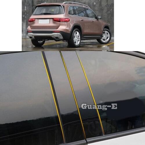 Car PC Material Pillar Post Cover Door Trim Window Piano Black Molding Sticker Plate Parts For Mercedes Benz GLB 2020-2021 2022