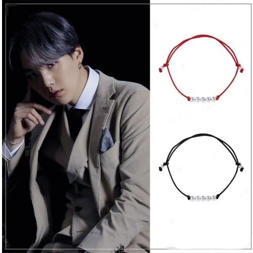 Kpop Bracelet Simple Beads Bracelet for Women Men Korean Jewelry bangtan boys Suga same Lucky Bracelet Fashion Rope Chain