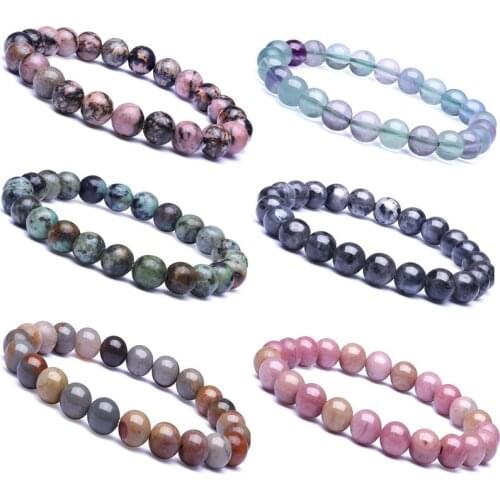 Natural Stone Beads Bracelet For Women Men Elastic Rhodonite Stone Chakra Bracelet Women Healing Yoga Bracelets Couples Jewelry