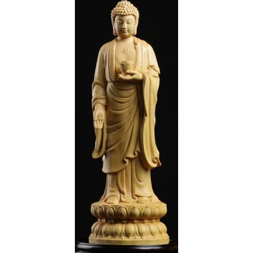 Boxwood 15cm 20cm Buddha Sculpture Wood Buddha Statue Sakyamuni Buddhist Worship Home Decor