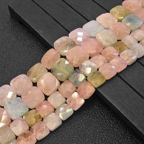 10-14mm Faceted Square Morgan Beads Natural Stone Beads For Jewelry Making Beads Bracelets For Women 15'' Needlework DIY Beads