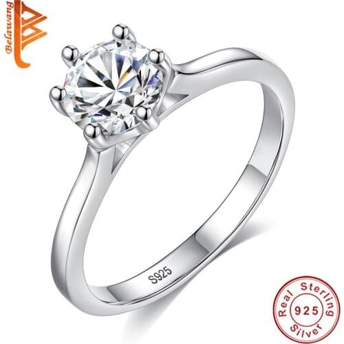Factory Price Trendy Engagement Ring 6 Claws 925 Sterling Silver AAA Crystal CZ Female Women Wedding Band Rings Jewelry Gift
