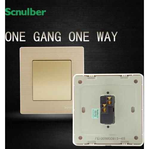 Home 86 type 16A 1 gang 1 way golden brushed metal wall light switch