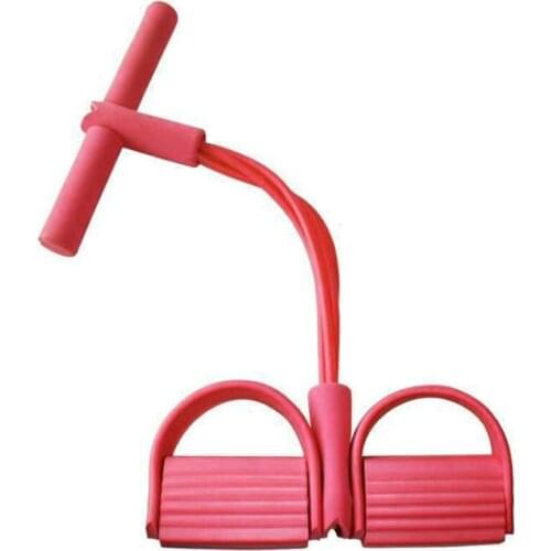 Workout Fitness Equipment 4 Tubes Foot Pedal Elastic Pulling Rope Handle Body Building Abdomen Waist Arm Leg Stretching Slimming