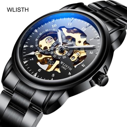 Retro Black Watches - Mechanical Business Watch for Men Work Office, Running, Party Outdoor Casual Wrist watch Pu Leather Belt