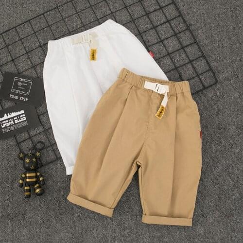 Korean Cotton Shorts for Boys Summer 2021 Girls White Seven-inch Pants Fashion Children Loose Shorts Clothes for Teens 8 12 Yrs