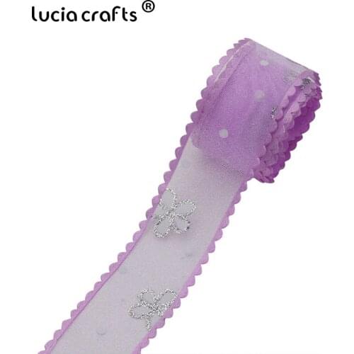 Lucia Crafts 2-6y/lot Flower Print Organza Ribbon Kids Bow Headwear Party Gift Wrapping Decor P0112