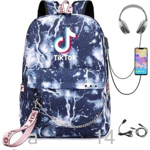 Tik Tok School backpack Multifunction USB Charging Travel Canvas Student Backpack For Teenagers Women Girls School Bag
