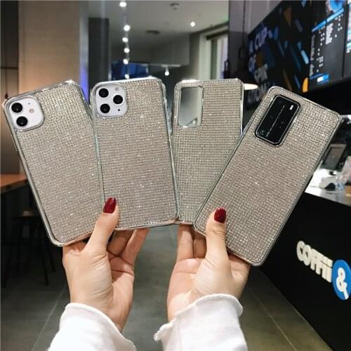 Fashion Soft Silicone Rhinestones Diamond Glitter Bling For Case Iphone 12 11 Pro Max Mini XS Max XR X 7 8 6 6S Plus Case Cover