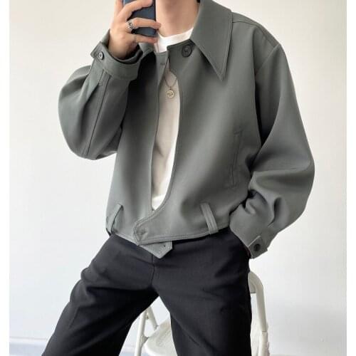 2021 Autumn Korean style Personality placket design jackets for men casual loose short section Tooling jackets men,M-XL