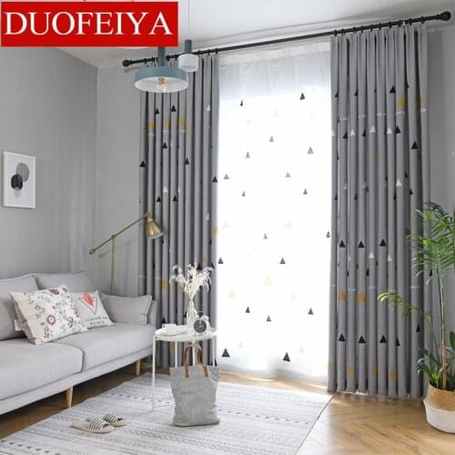 Nordic Linen Curtains for Living Room Wind Modern Geometric Simplicity Curtains for Kids Bedroom Blackout Curtains