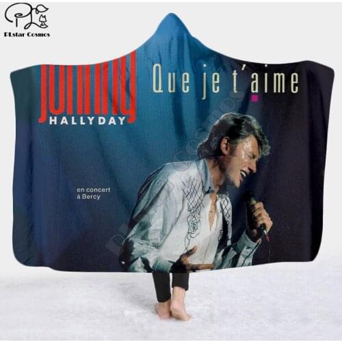 Johnny hallyday Hooded Blanket 3D full print Wearable Blanket Adults men women Fleece Blanket
