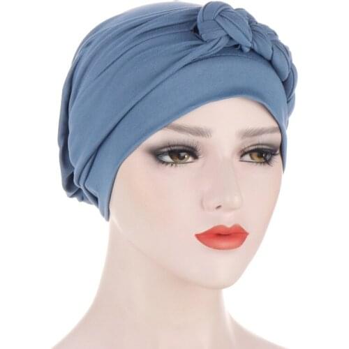 Plain Muslim Turban Scarf for Women Islamic Inner Hijab Twist Braid Caps Arab Wrap Head Scarves Femme Hair Loss Hats Headwrap