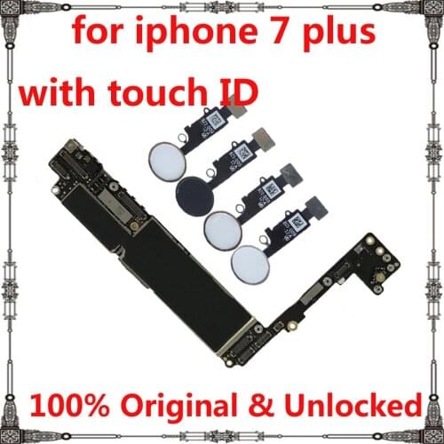 Original IOS System logic board for iphone 7 plus 7p 7Plus Factory unlocked Mainboard with / without touch ID 32GB 128GB 256GB