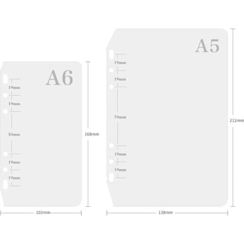 A5 A6 PP Binder Divider 6 Holes Filler Frosted Planner Inner Pages Spacer Page Separator Divider Plate for Spiral Notebook Binde