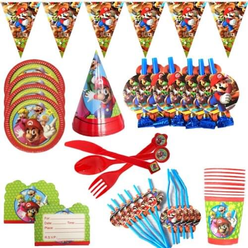 Super Mario Mario theme boy girl birthday party supplies decoration banner banner tableware balloon children birthday gift