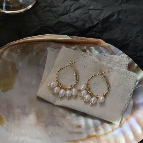 Drop Earrings for Women Fashionable Natural Freshwater Pearl Geometric Simplicity Earrings Trendy 2020 Jewelry Wholesale