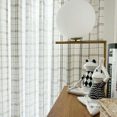 Lattice Linen Sheers Curtains for Living Dining Room Light and Thin Impervious Window Screening Tulles Japanese Simple Style