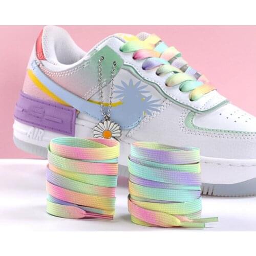 NEW Flat Shoelaces Rainbow Colour Shoe Laces Casual Canvas Shoes Colorful Shoelace Print Gradient Suitable for All Unisex