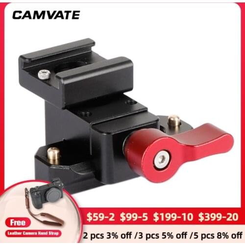 CAMVATE Standard Quick Release Clamp With Cold Shoe Mount Adapter &NATO Safety Rail (5cm) For Monitor/Flash/Video Light Mounting