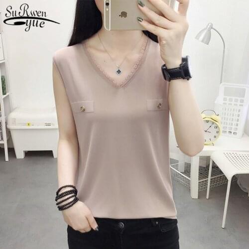Silk Camisole Knit Low Waist Thin Loose Womans Shirts Korean Style Outside Wear 2021 Summer Solid Womans Blouses 9692