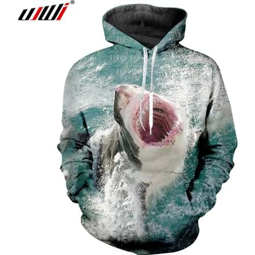 UJWI Spring And Autumn New Style Man Hoodies Animal 3D Printed Shark Harajuku Plus Size Homme 6XL Sweatshirts Coat