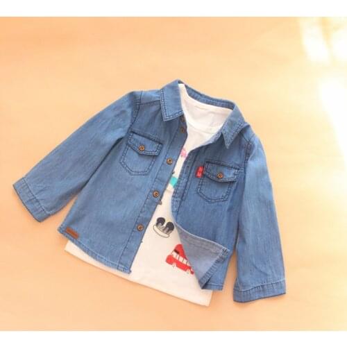 2018 Spring New Arrival Baby Boys Solid Denim Shirts Kids Soft Cotton Shirt Child Long Sleeve Denim Shirt Boys Spring Clothing