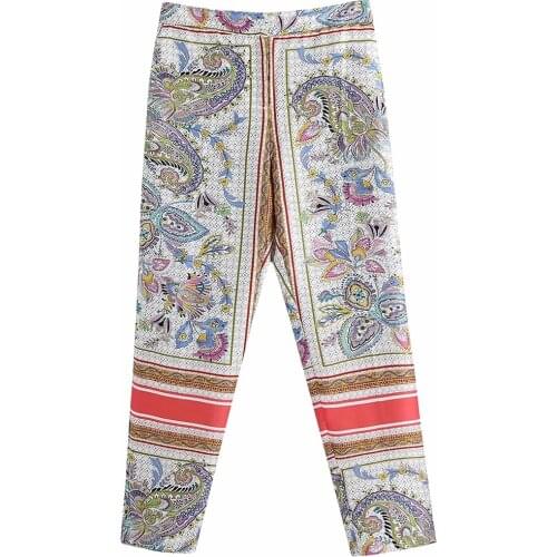 Vintage Graphic Maxi Straight Pants DLZK066