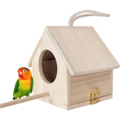 Hanging Wooden Bird Nest House Outside Shelter Habitat Breeding Box for Hummingbirds Finch Throstle Garden Patio Decor Crafts