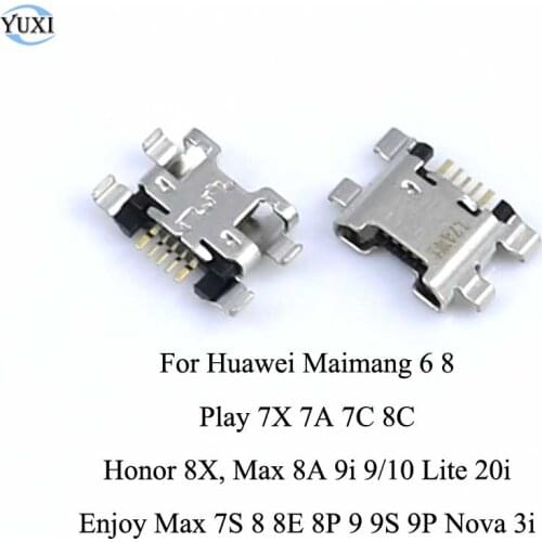 YuXi 2pcs For Huawei Honor Max 8X 8A 9i 9 10 Lite 20i Play 7X 7A 7C 8C Enjoy 7S 9s Nova 3i Charging Port USB Connector Dock Jack