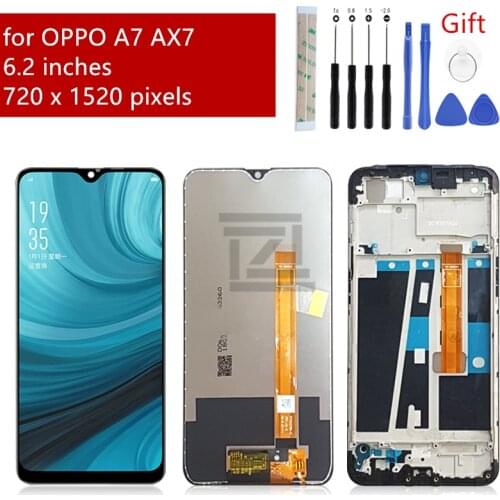 For OPPO A7 lcd AX7 Display touch screen digitizer assembly with frame lcd panel for OPPO screen replacement repair parts