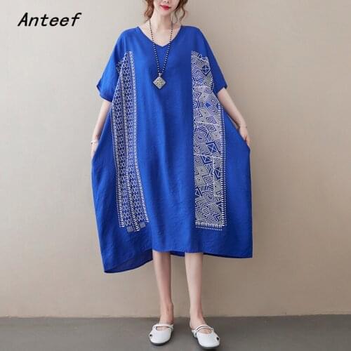 Short sleeve cotton vintage dresses for women casual loose woman summer dress elegant clothes 2021 sundress