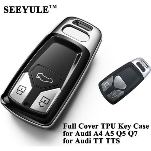 1pc SEEYULE New Styling Full Cover Soft TPU Car Key Case Cover Shell Protector Car Accessories for Audi A4 A5 Q5 Q7 TT TTS