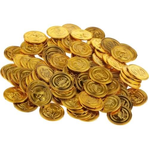 100pcs Pirate Treasure Coins Plastic Tokens Table Board Game Party Games Children Kids Toys Halloween Decoration Gifts