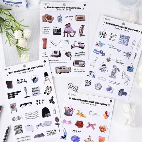 2 Pcs Cute Fruit Dessert Cow Antique Stationery Stickers Ins Scrapbooking Planner Journal Diary Album Diy Decorative Sticker